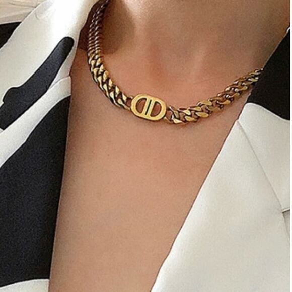 18K Gold Plated Designer CD 18K Chain Necklace - Picture 4 of 12